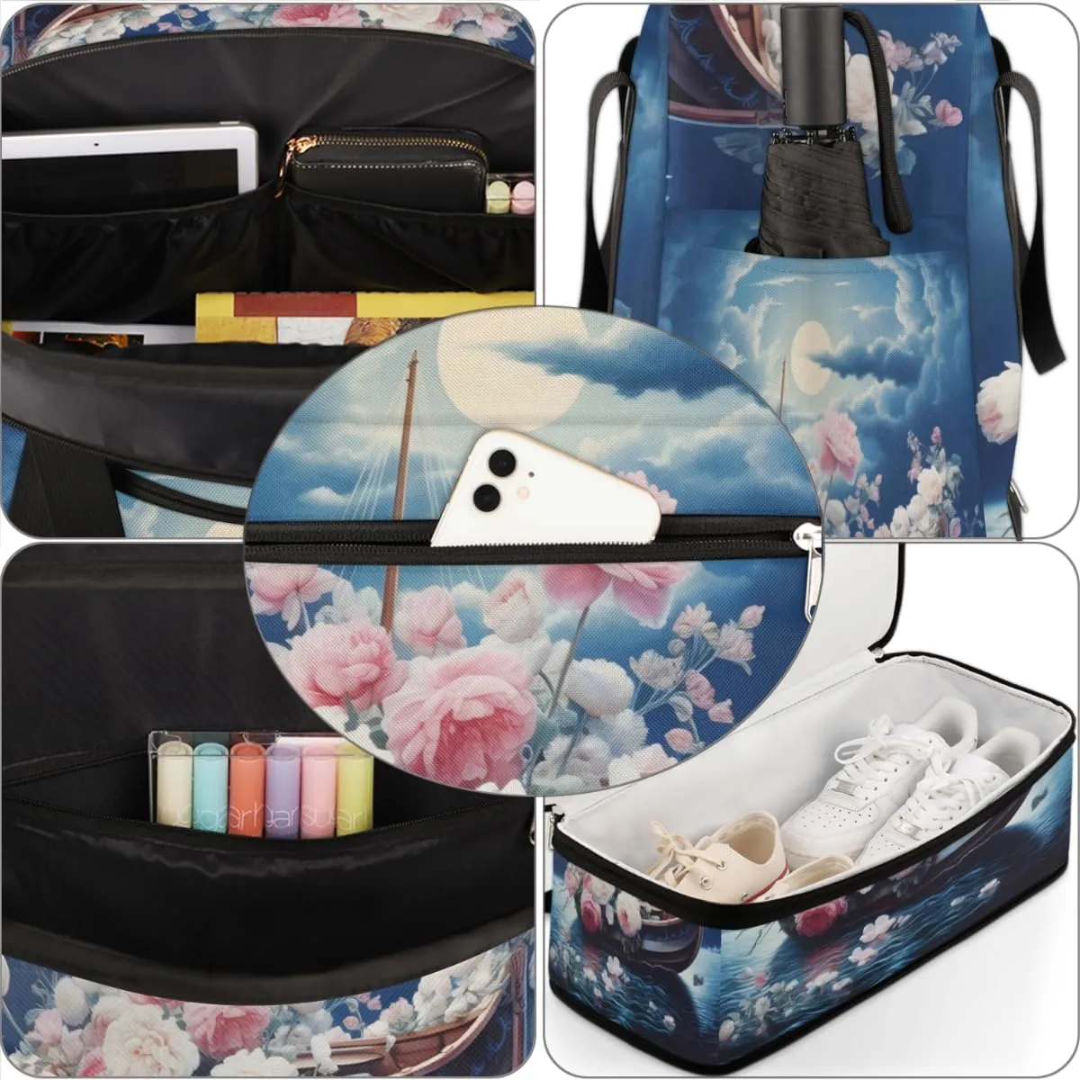 QsirBC Pumpkin Funny Gym Bag for Women Duffle Tote with Shoes Compartment Men Weekender Duffel