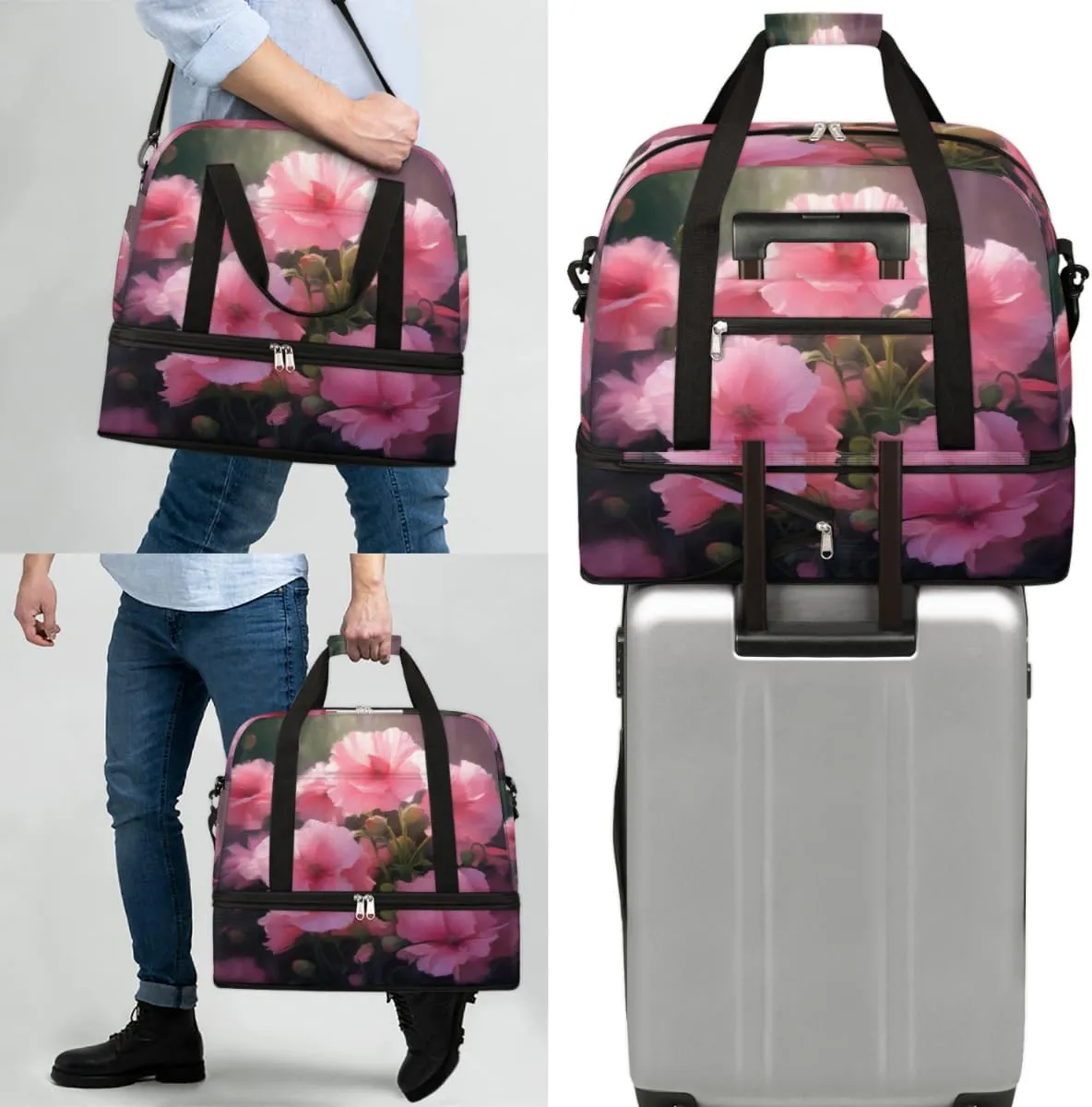QsirBC Pumpkin Funny Gym Bag for Women Duffle Tote with Shoes Compartment Men Weekender Duffel