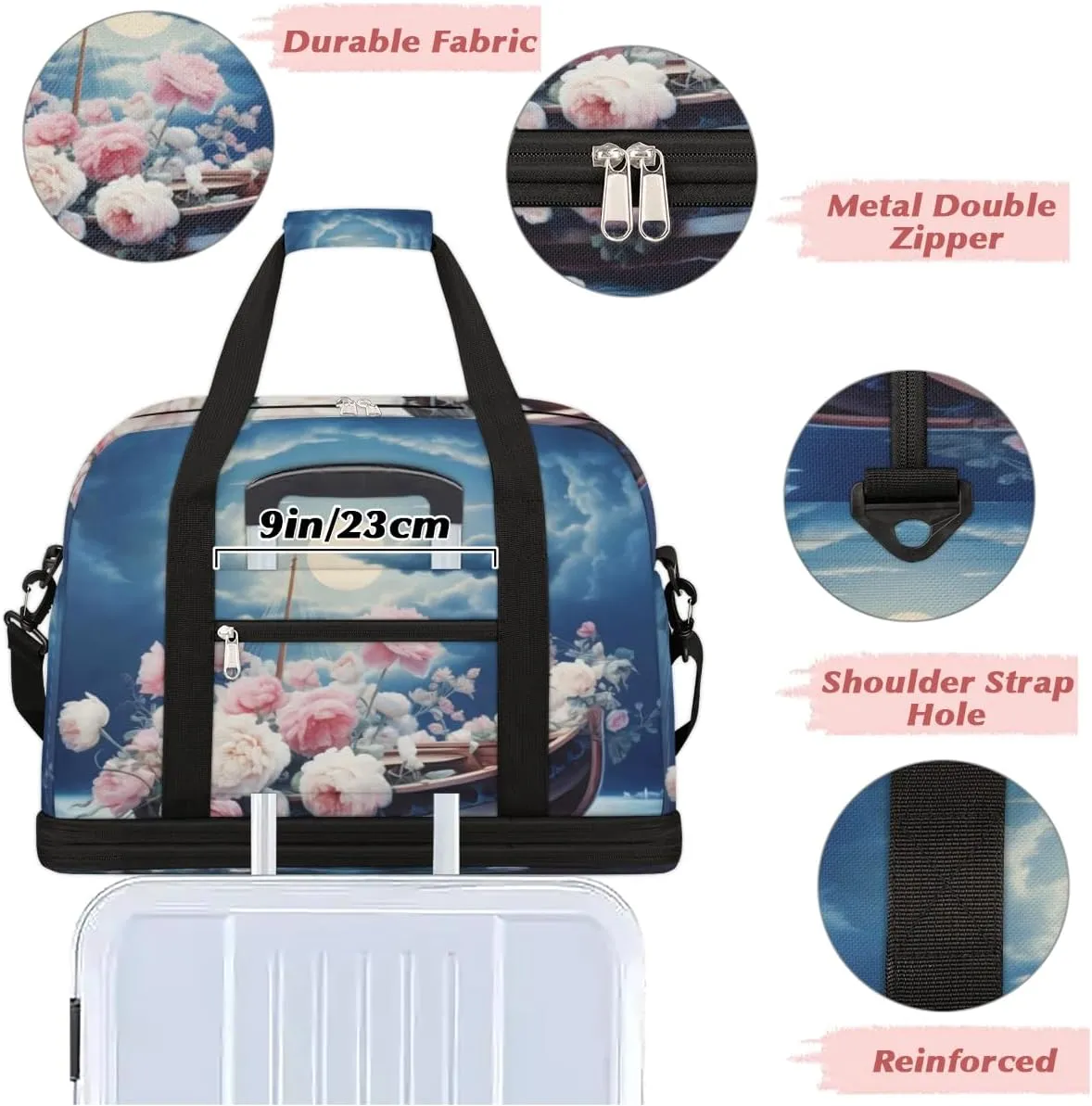QsirBC Pumpkin Funny Gym Bag for Women Duffle Tote with Shoes Compartment Men Weekender Duffel