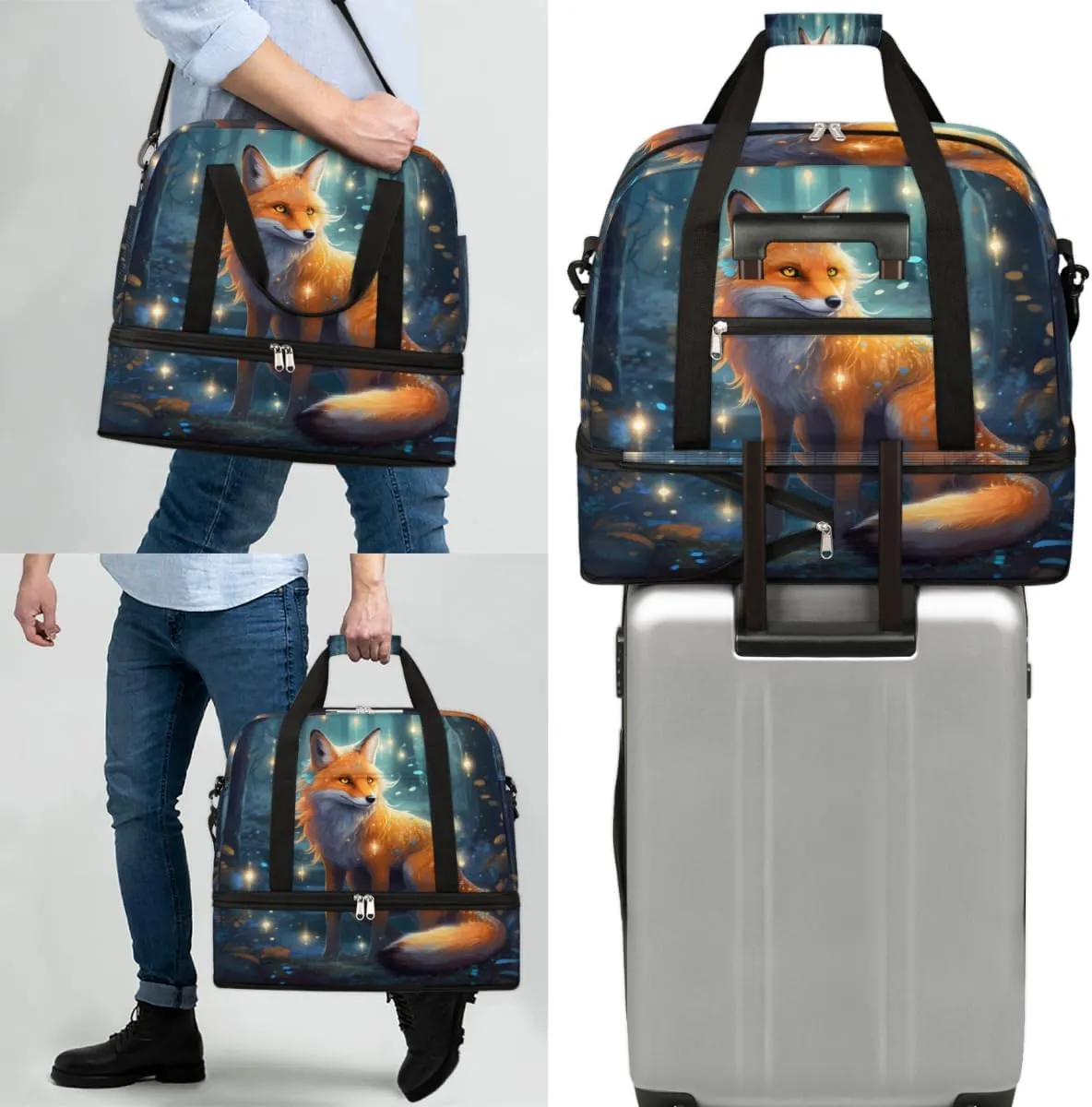 QsirBC Summer Sandy Beach Style Gym Bag for Women Duffle Tote with Shoes Compartment Men Weekender Duffel