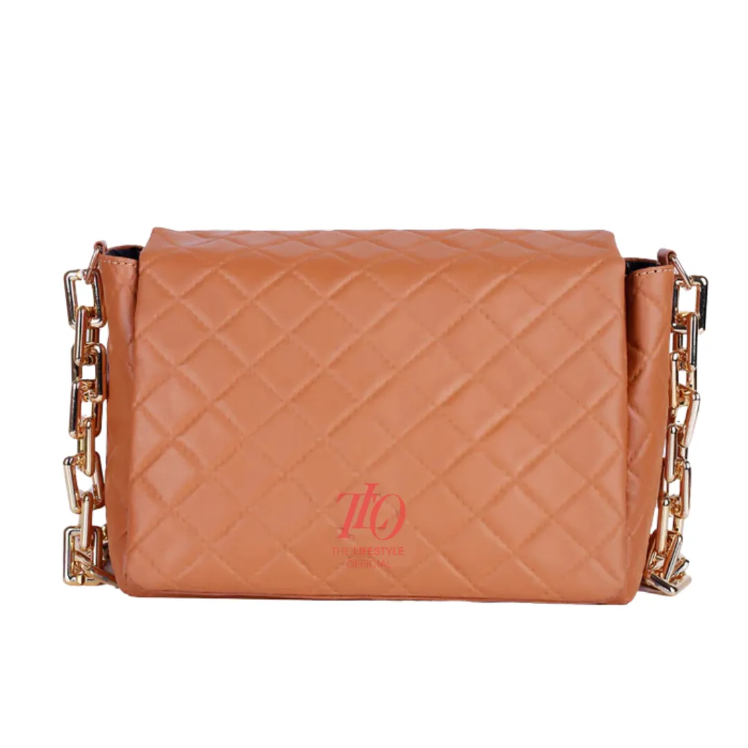 Quilted Chain Brown Shoulder Bag