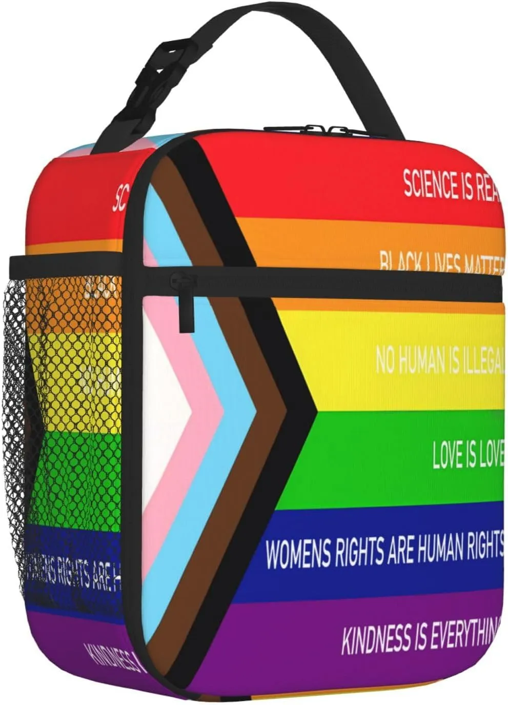 Rainbow Progress Pride Flag Kindness Is Everything Insulated Lunch Bag Reusable Lunch Box Picnic Organizer Portable Tote Bags Thermal Container Ice Pack Food Handbag for Work Travel Gym