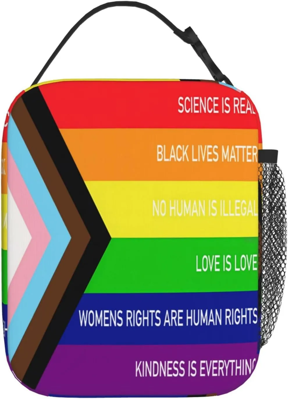 Rainbow Progress Pride Flag Kindness Is Everything Insulated Lunch Bag Reusable Lunch Box Picnic Organizer Portable Tote Bags Thermal Container Ice Pack Food Handbag for Work Travel Gym