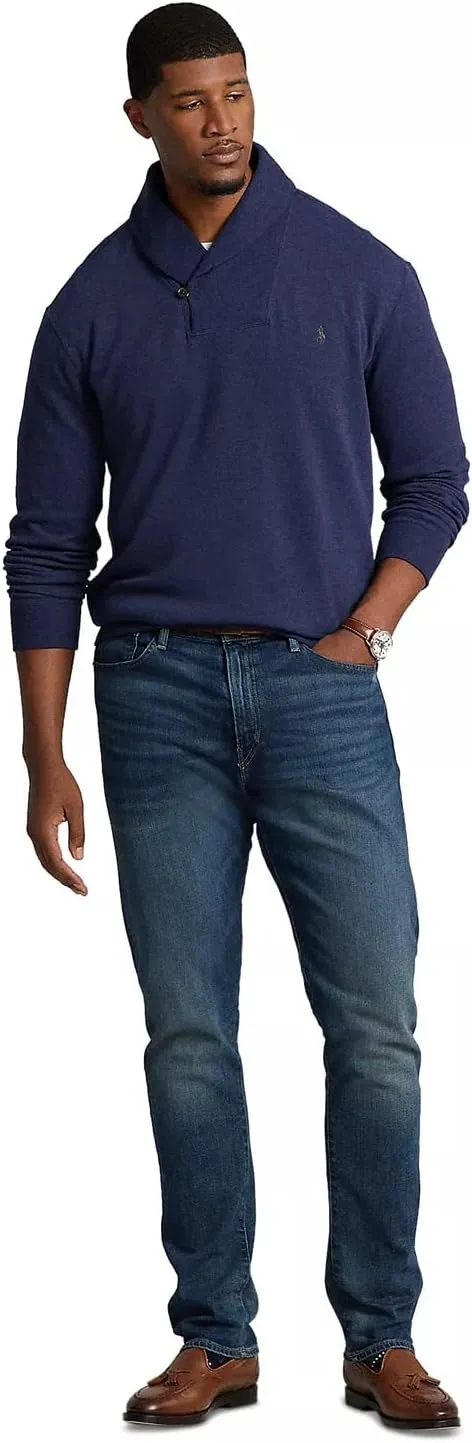 Ralph Lauren Men's Shawl Neck Estate Long Sleeve Rib Sweater
