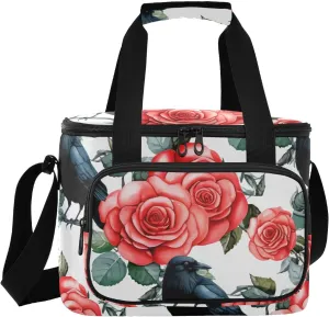 Raven Rose White Insulated Cooler Bag for Women Men Leakproof 24 Can Camping Car Coolers for Beach Work Road Trip
