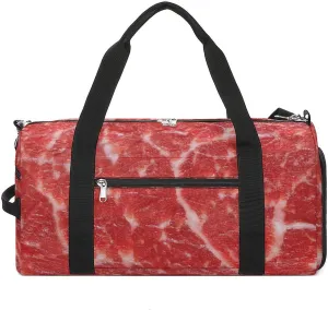 Raw Meat Pork Pattern Travel Gym Bag Sport Workout Duffel Bags with Compartments And Side Pocket