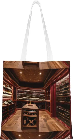 Red Wine Cellar Print Fashion Canvas Totebags Upgraded Perfect for Shopping Travel Daily Essentials