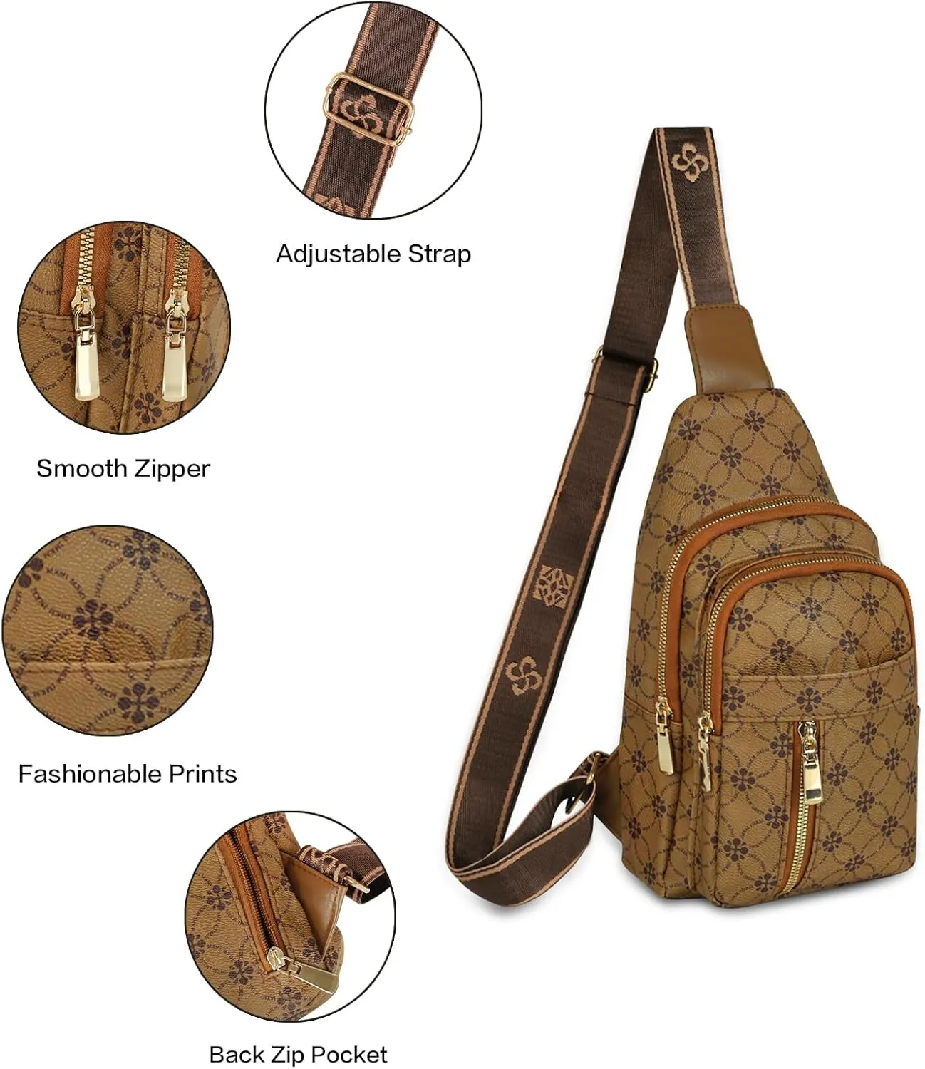 Relang Sling Bag for Women Crossbody, Leather Cross Body Fanny Packs for Women, Trendy Chest Bag for Travel and Daily Use
