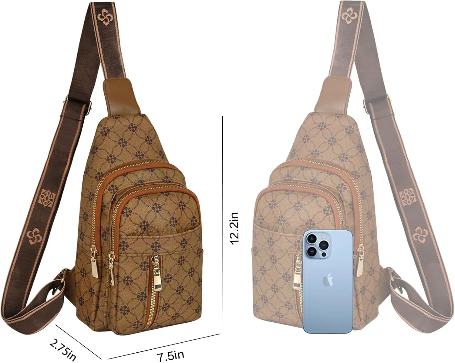 Relang Sling Bag for Women Crossbody, Leather Cross Body Fanny Packs for Women, Trendy Chest Bag for Travel and Daily Use
