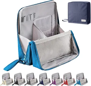 Relevanton Standing Makeup Bag, Mysite Standing Makeup Bag Portable, Vertical Makeup Organizer Bag, Large Capacity, Oxford Cloth Storage Bags, Waterproof with Compartments (Blue)