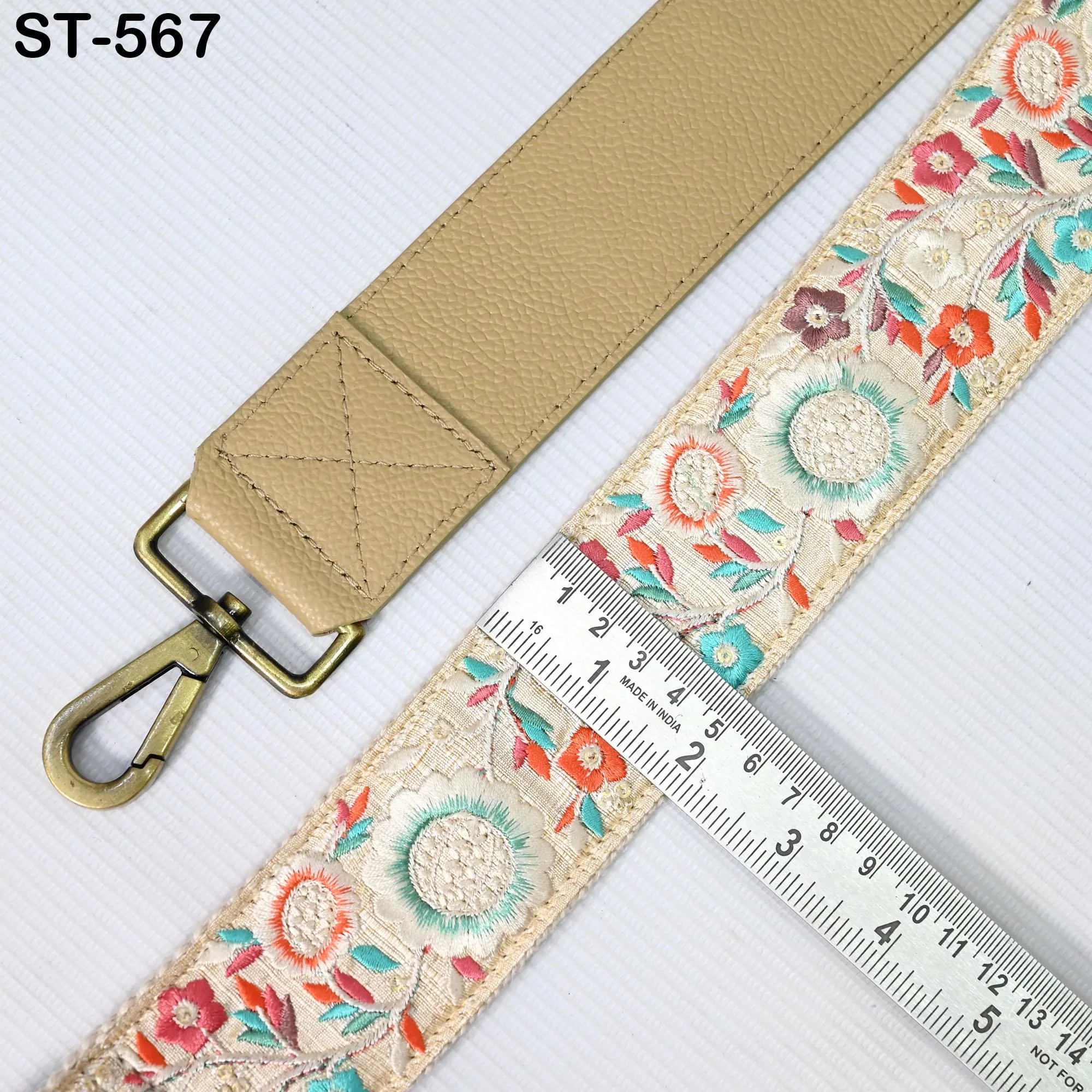 Replacement Leather Handbag Boho Bag Strap  Camera Strap Shoulder Strap Purses Embroidery Adjustable Strap Pale Taupe Christmas Gift for Mom