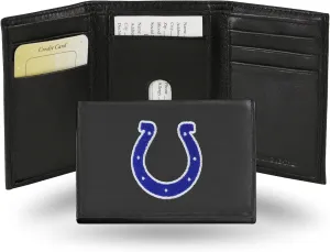 Rico Industries NFL Embroidered Genuine Leather Tri-fold Wallet 3.25" x 4.25" - Slim