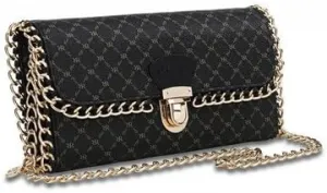 Rioni Signature Chained Clutch Color: Black