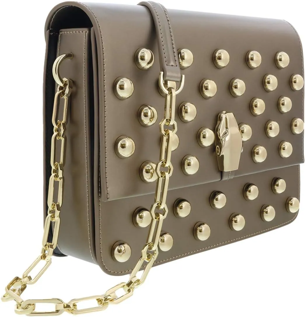 ROBERTO CAVALLI HXLPGX 102 Bronze Studded Large Shoulder Bag for womens