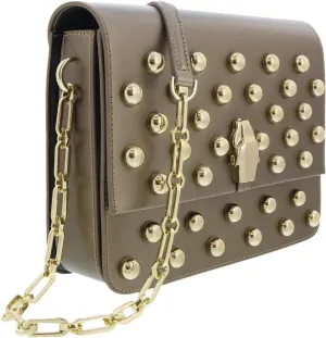 ROBERTO CAVALLI HXLPGX 102 Bronze Studded Large Shoulder Bag for womens