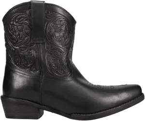 ROPER Womens Dusty Embossed Snip Toe Casual Boots Ankle Low Heel 1-2" - Black