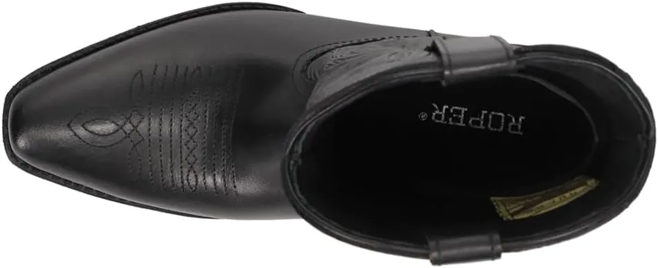 ROPER Womens Dusty Embossed Snip Toe Casual Boots Ankle Low Heel 1-2" - Black