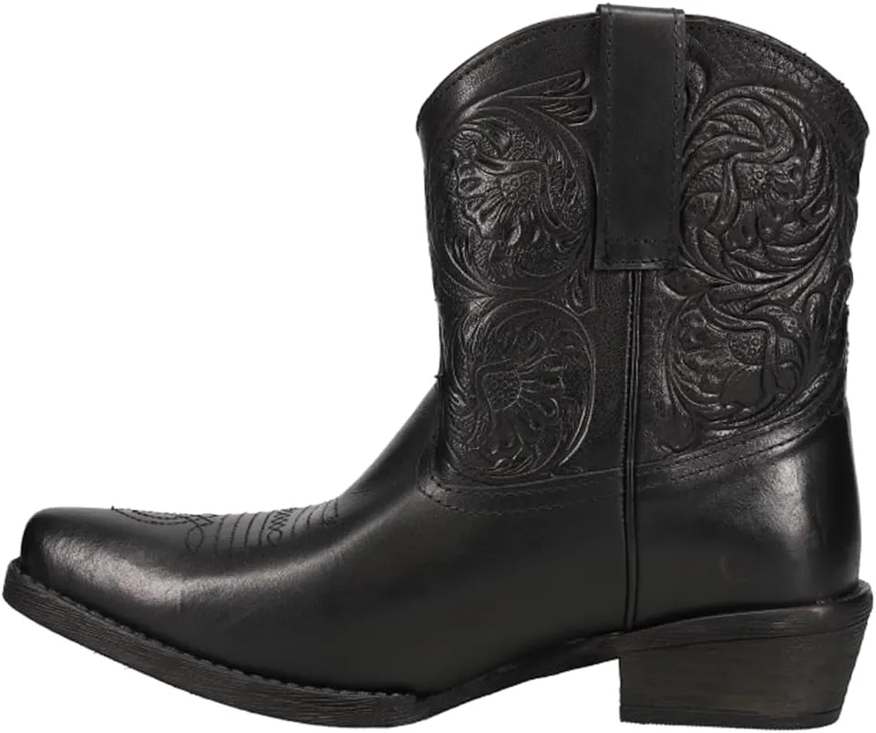 ROPER Womens Dusty Embossed Snip Toe Casual Boots Ankle Low Heel 1-2" - Black