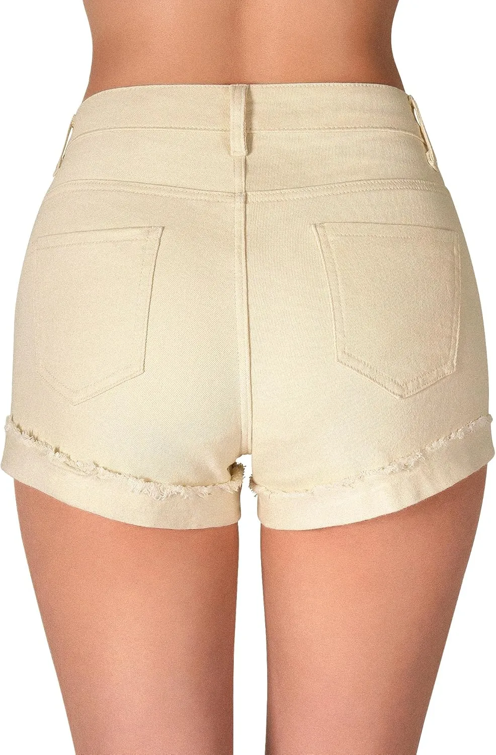 roswear Women's Ripped Mid Rise Stretchy Denim Jeans Shorts