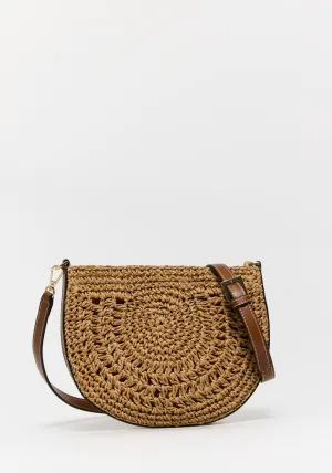 Round Rustic Crossbody Bag - Camel