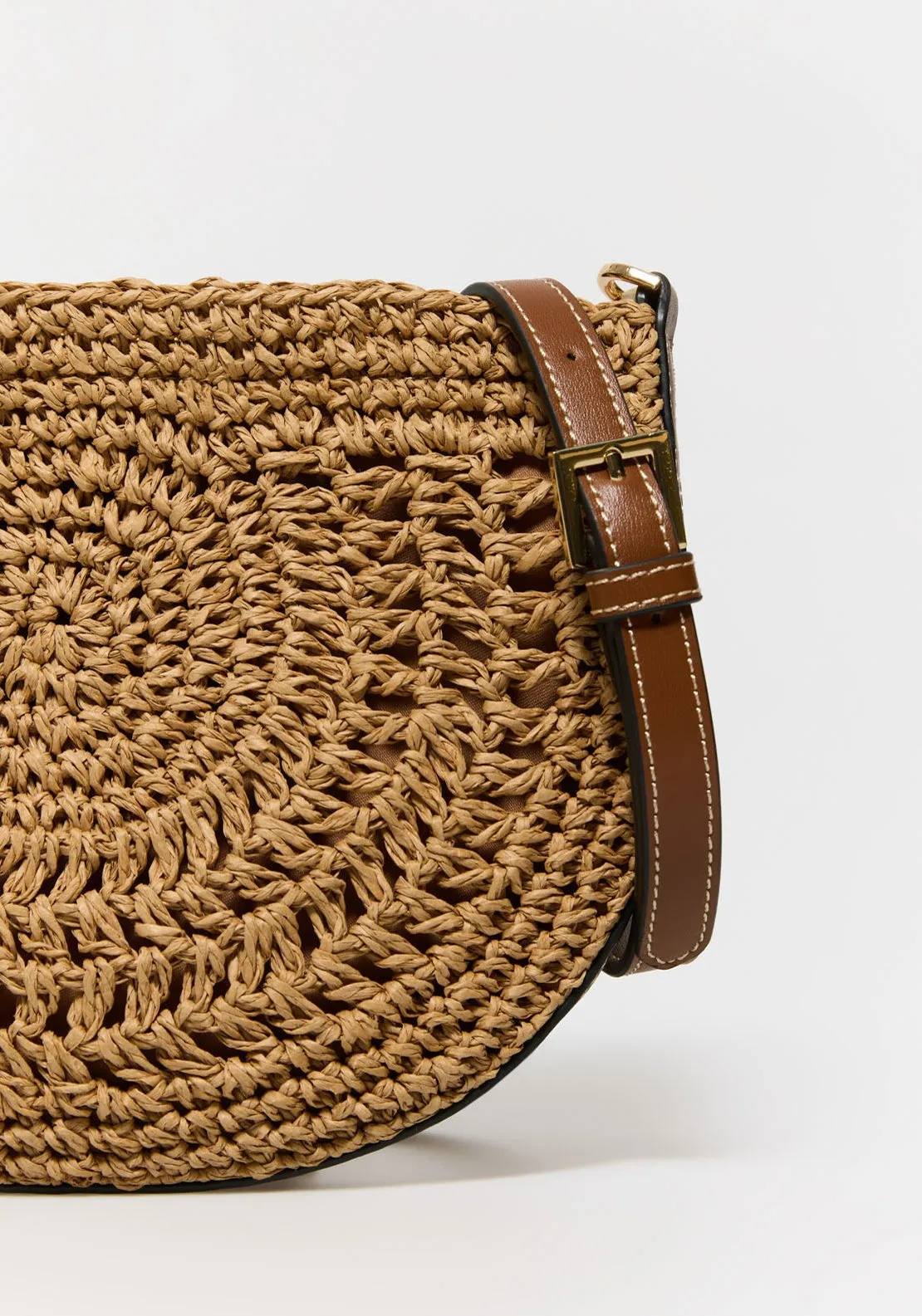 Round Rustic Crossbody Bag - Camel