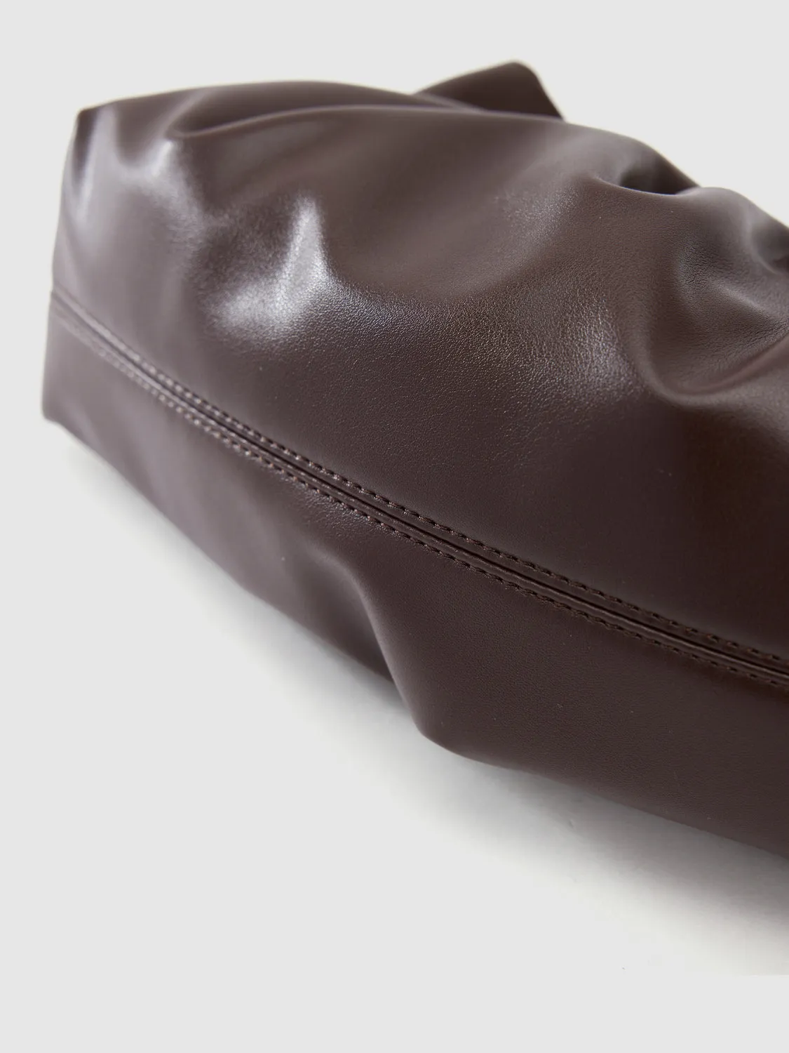 Ruched Chained Vegan Leather Shoulder Bag