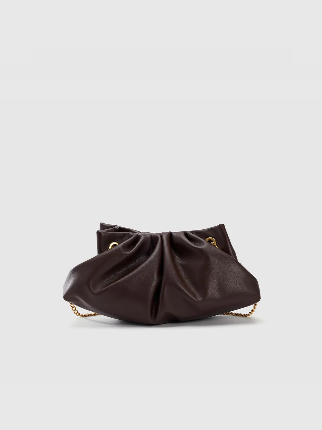 Ruched Chained Vegan Leather Shoulder Bag
