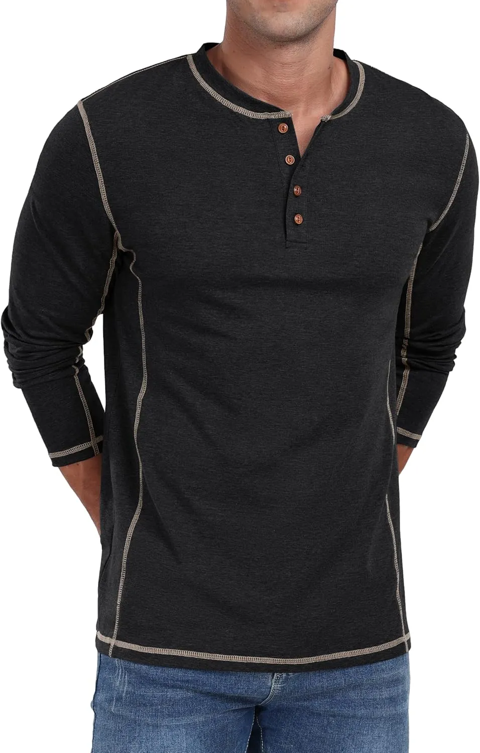 Sailwind Men's Henley Shirts Long Sleeve Casual Classic Tee Cotton Button Henley Maverick T-Shirts