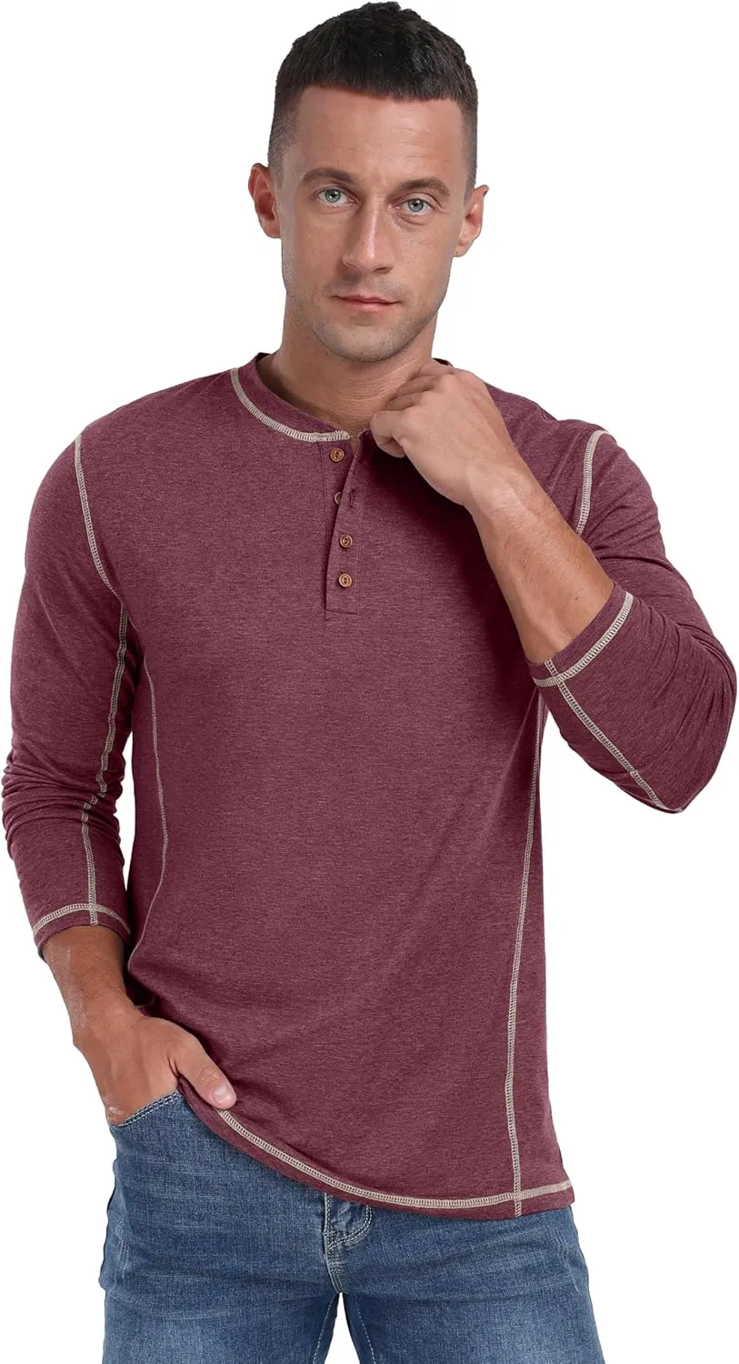 Sailwind Men's Henley Shirts Long Sleeve Casual Classic Tee Cotton Button Henley Maverick T-Shirts