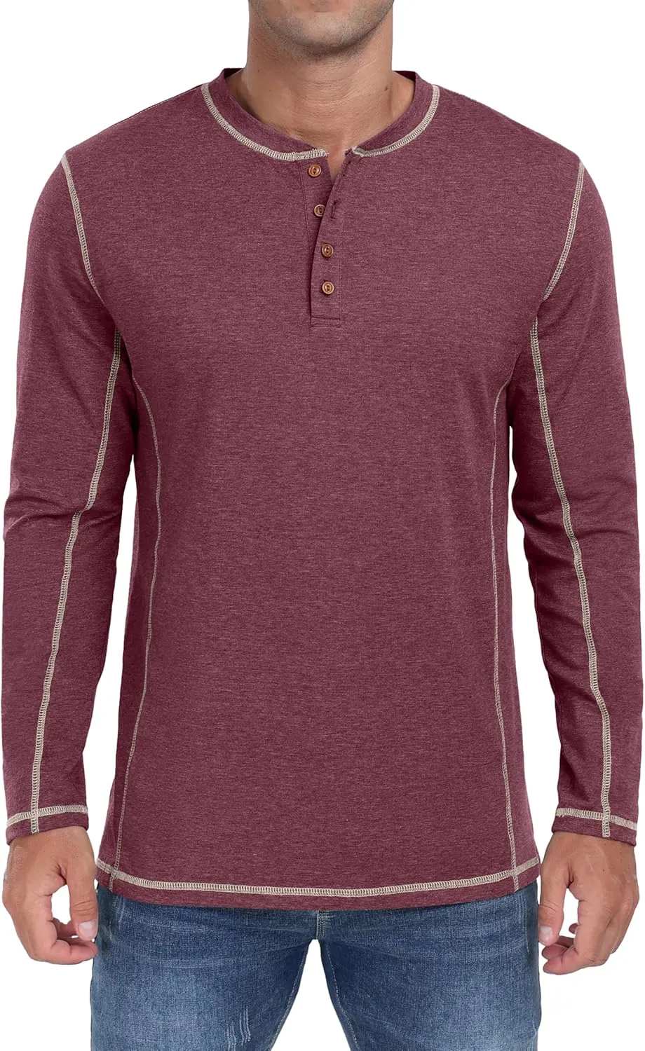 Sailwind Men's Henley Shirts Long Sleeve Casual Classic Tee Cotton Button Henley Maverick T-Shirts