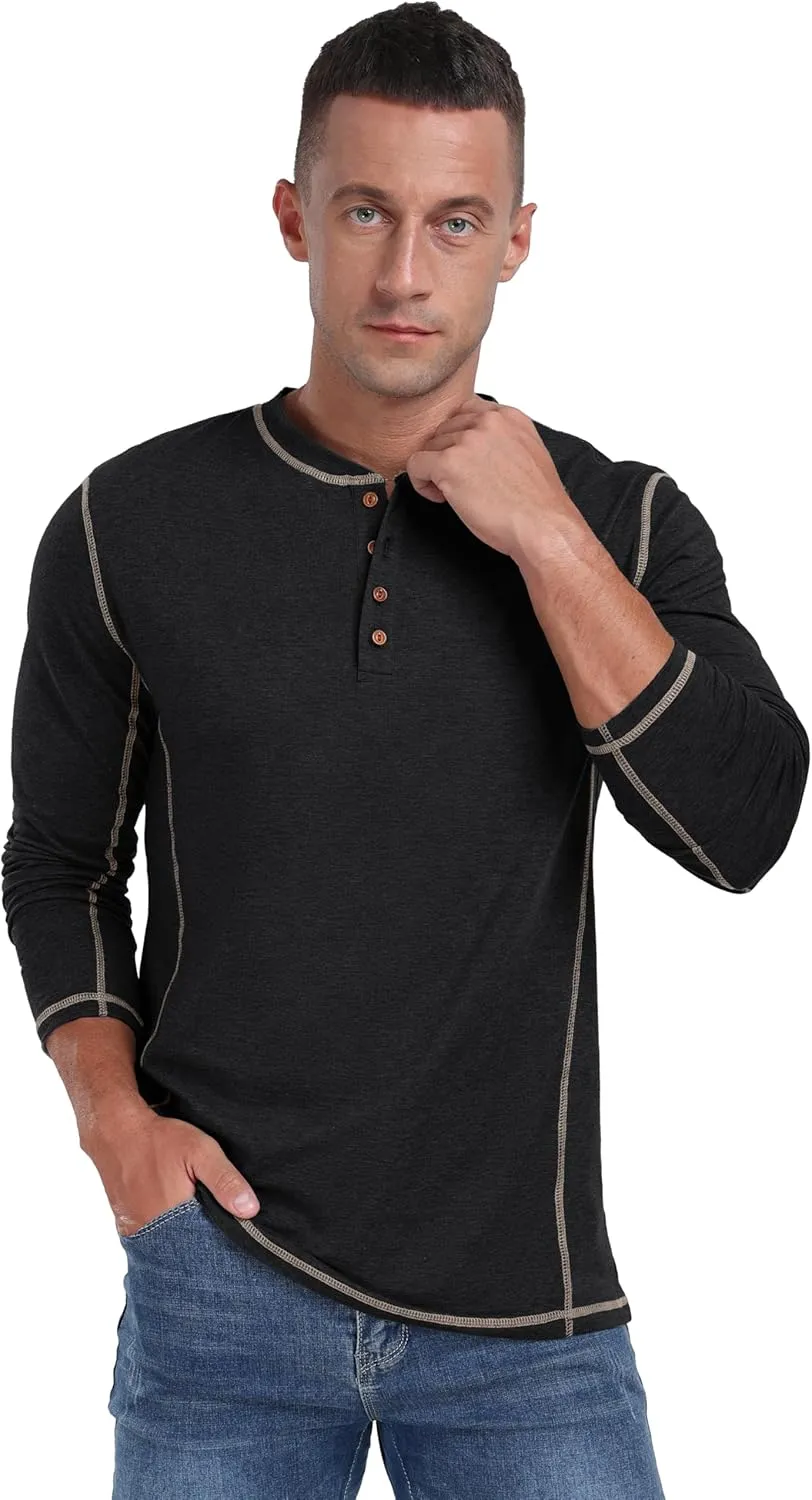 Sailwind Men's Henley Shirts Long Sleeve Casual Classic Tee Cotton Button Henley Maverick T-Shirts
