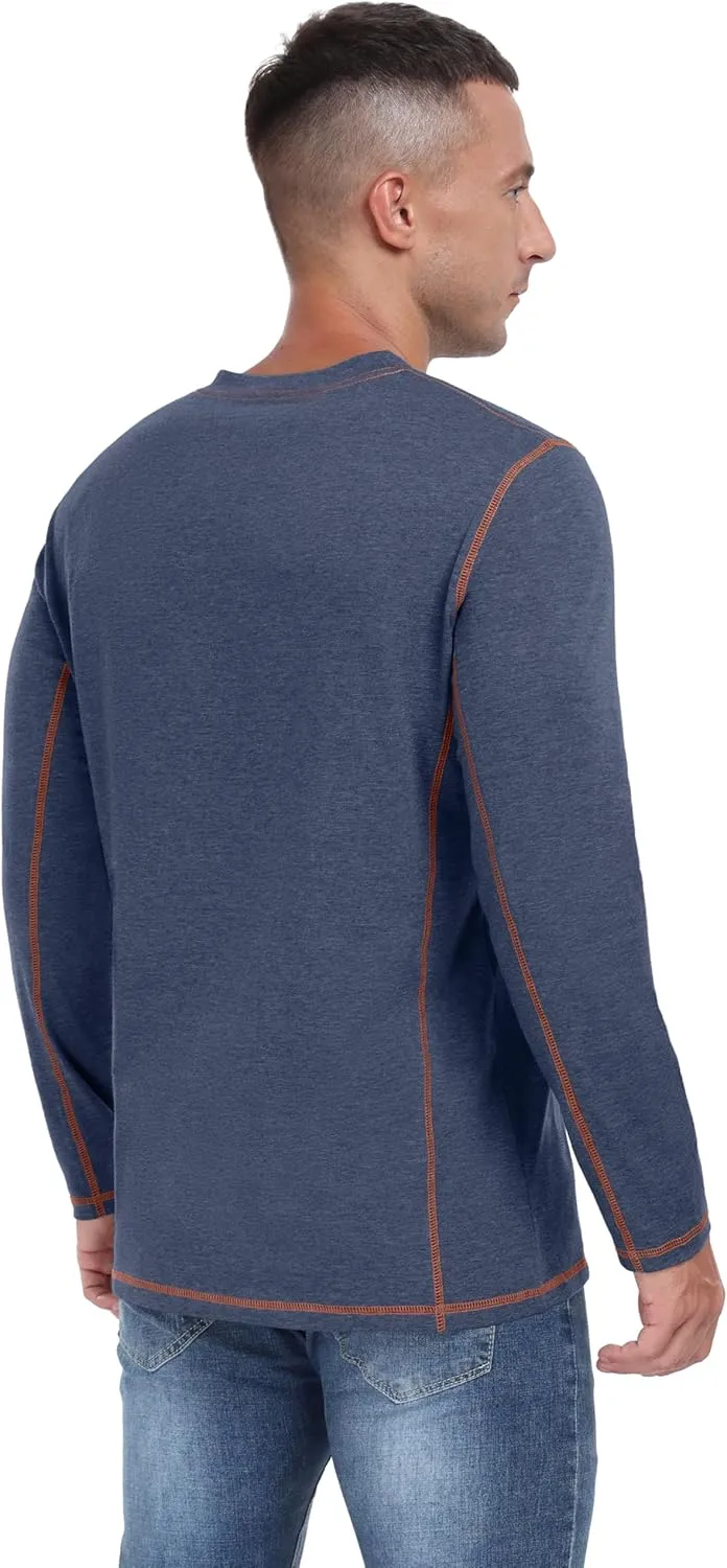 Sailwind Men's Henley Shirts Long Sleeve Casual Classic Tee Cotton Button Henley Maverick T-Shirts