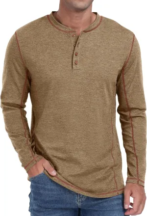 Sailwind Men's Henley Shirts Long Sleeve Casual Classic Tee Cotton Button Henley Maverick T-Shirts