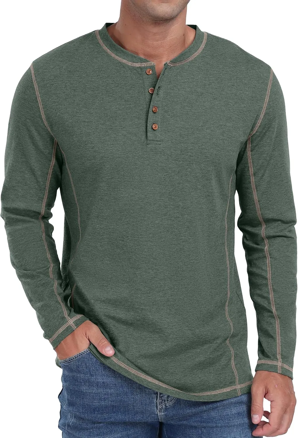 Sailwind Men's Henley Shirts Long Sleeve Casual Classic Tee Cotton Button Henley Maverick T-Shirts