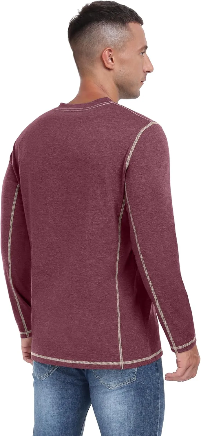 Sailwind Men's Henley Shirts Long Sleeve Casual Classic Tee Cotton Button Henley Maverick T-Shirts