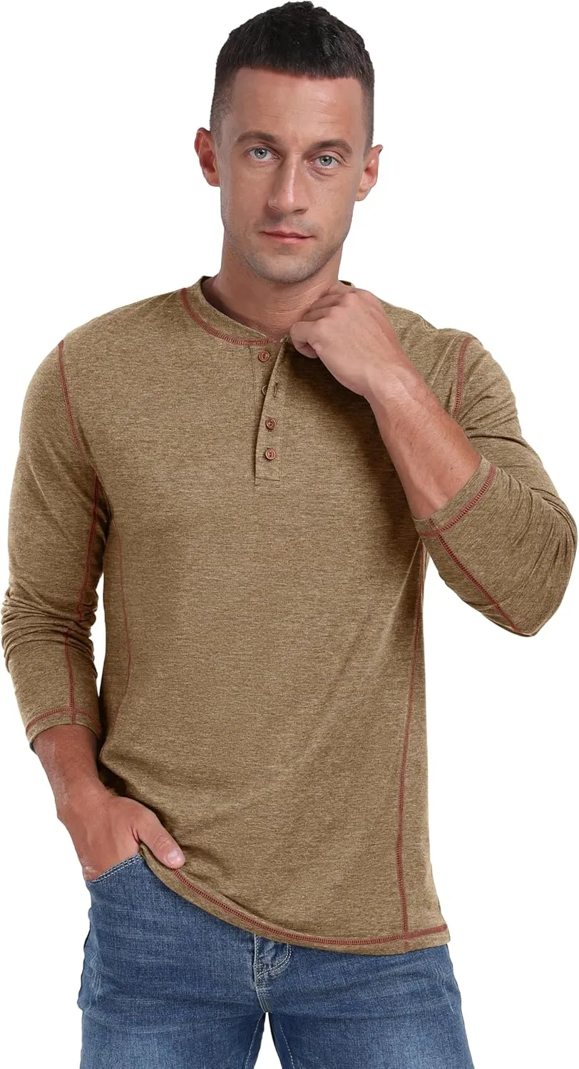 Sailwind Men's Henley Shirts Long Sleeve Casual Classic Tee Cotton Button Henley Maverick T-Shirts