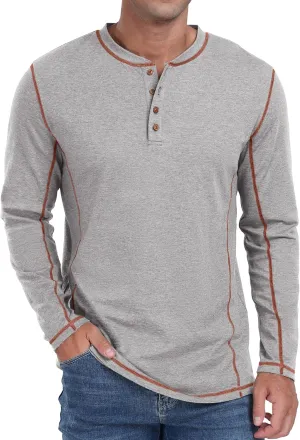 Sailwind Men's Henley Shirts Long Sleeve Casual Classic Tee Cotton Button Henley Maverick T-Shirts