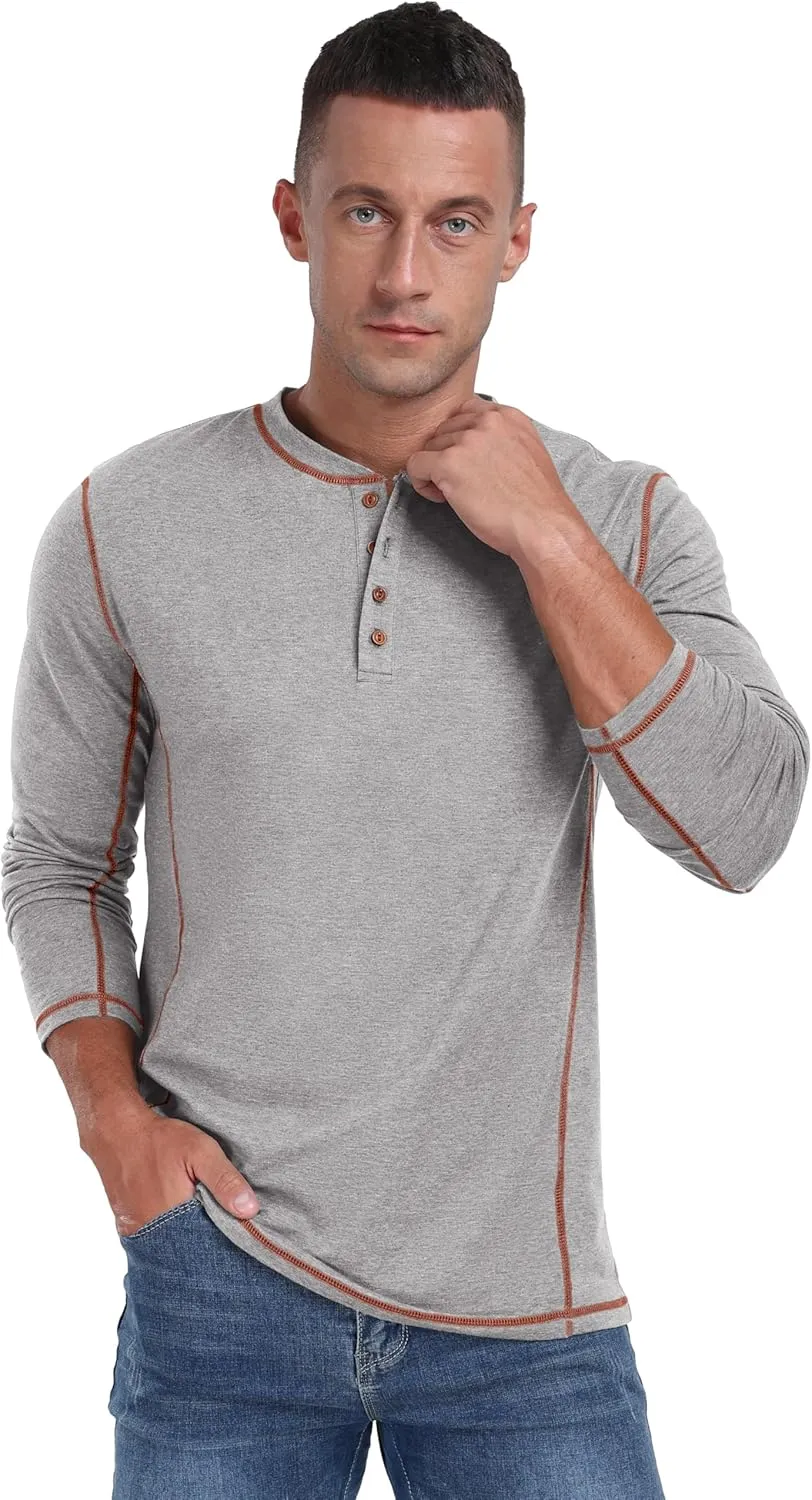 Sailwind Men's Henley Shirts Long Sleeve Casual Classic Tee Cotton Button Henley Maverick T-Shirts