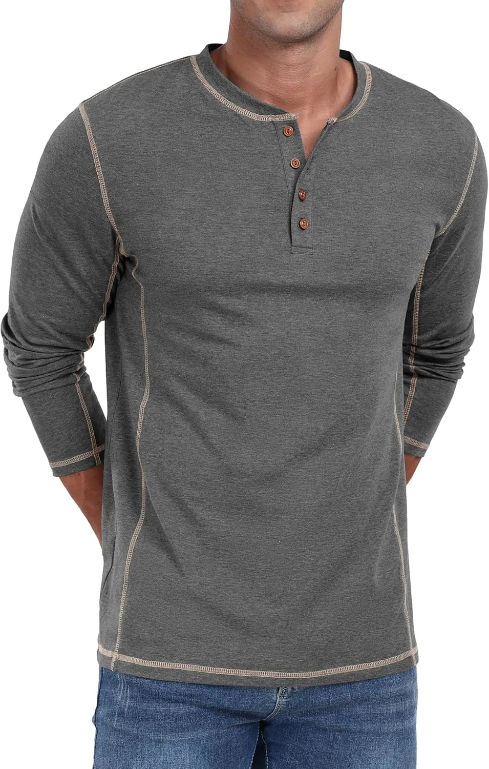Sailwind Men's Henley Shirts Long Sleeve Casual Classic Tee Cotton Button Henley Maverick T-Shirts
