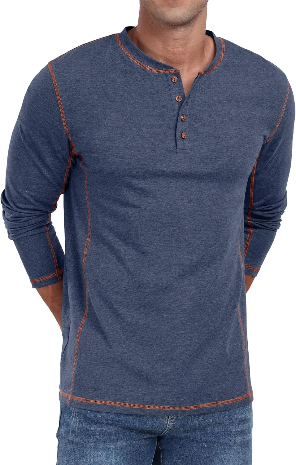 Sailwind Men's Henley Shirts Long Sleeve Casual Classic Tee Cotton Button Henley Maverick T-Shirts
