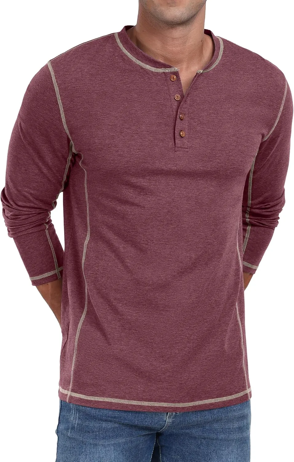 Sailwind Men's Henley Shirts Long Sleeve Casual Classic Tee Cotton Button Henley Maverick T-Shirts
