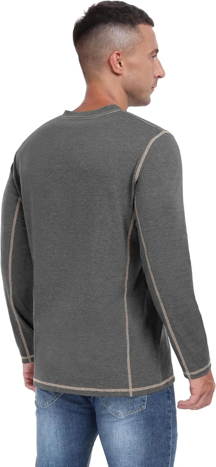 Sailwind Men's Henley Shirts Long Sleeve Casual Classic Tee Cotton Button Henley Maverick T-Shirts