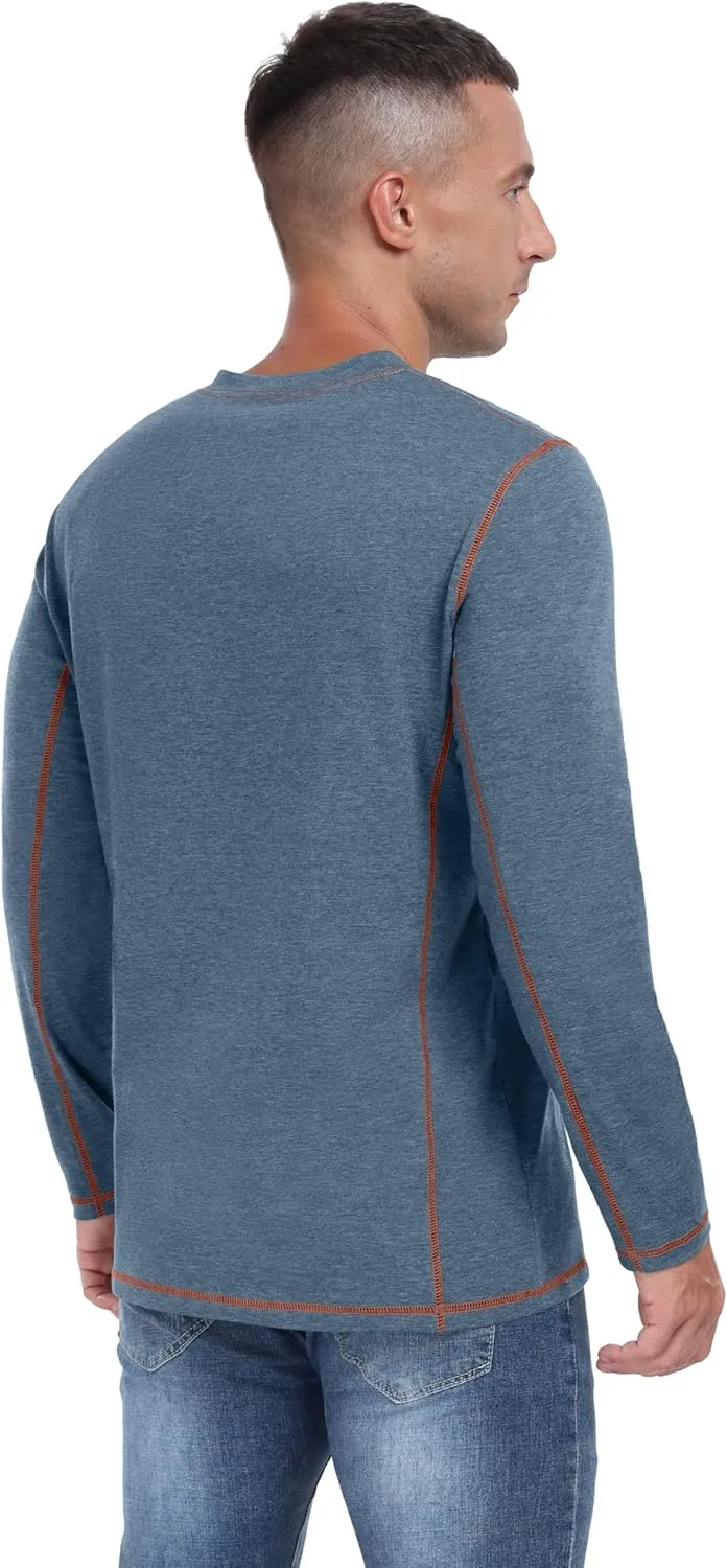 Sailwind Men's Henley Shirts Long Sleeve Casual Classic Tee Cotton Button Henley Maverick T-Shirts