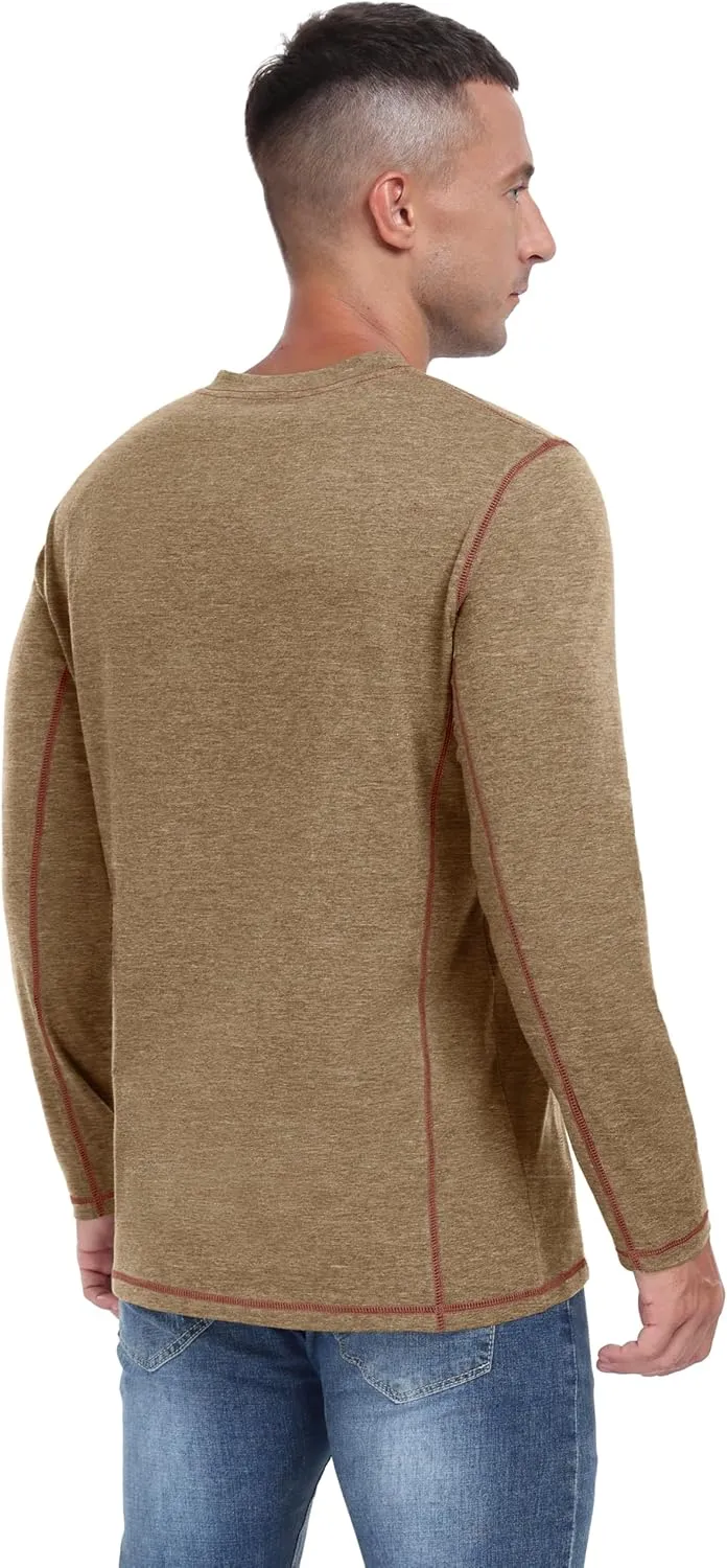 Sailwind Men's Henley Shirts Long Sleeve Casual Classic Tee Cotton Button Henley Maverick T-Shirts