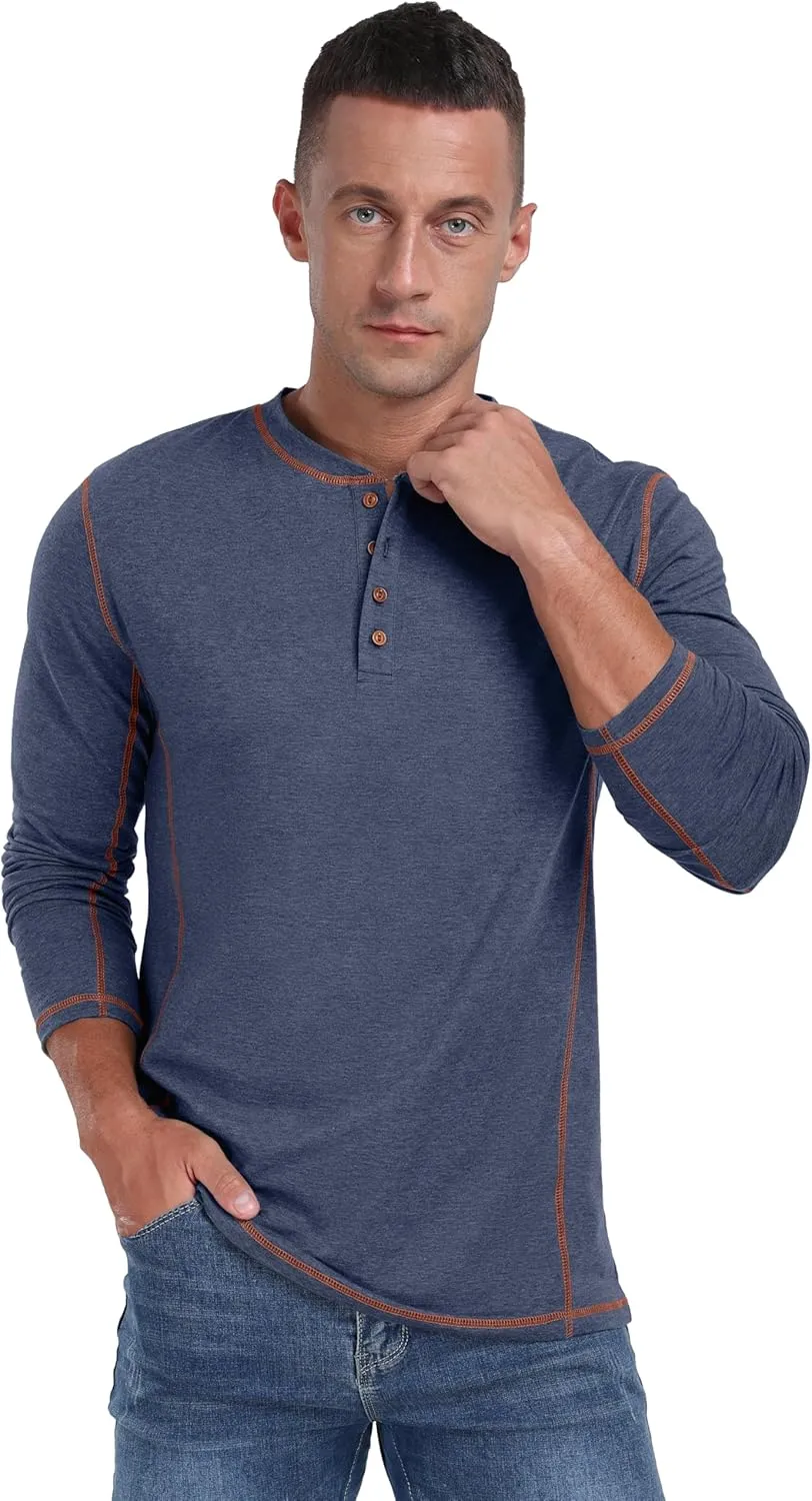 Sailwind Men's Henley Shirts Long Sleeve Casual Classic Tee Cotton Button Henley Maverick T-Shirts