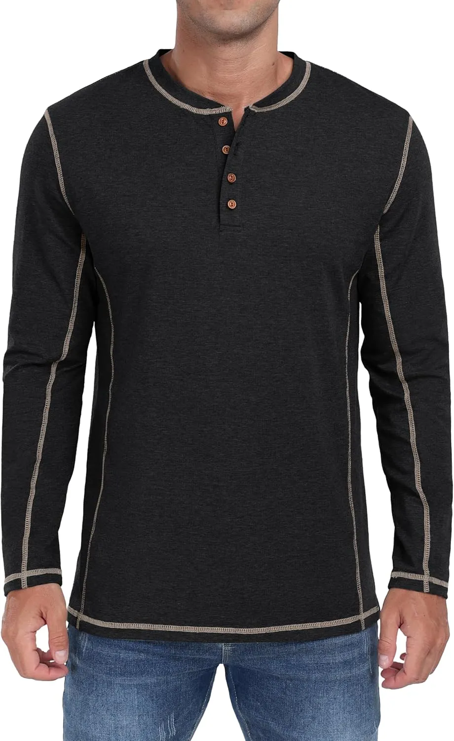 Sailwind Men's Henley Shirts Long Sleeve Casual Classic Tee Cotton Button Henley Maverick T-Shirts