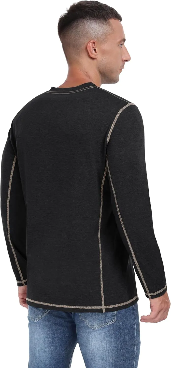 Sailwind Men's Henley Shirts Long Sleeve Casual Classic Tee Cotton Button Henley Maverick T-Shirts
