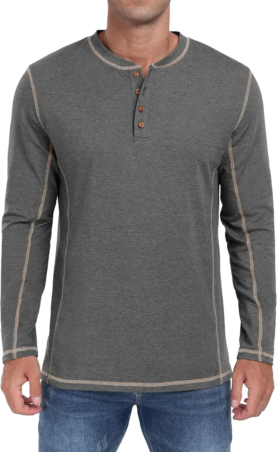 Sailwind Men's Henley Shirts Long Sleeve Casual Classic Tee Cotton Button Henley Maverick T-Shirts