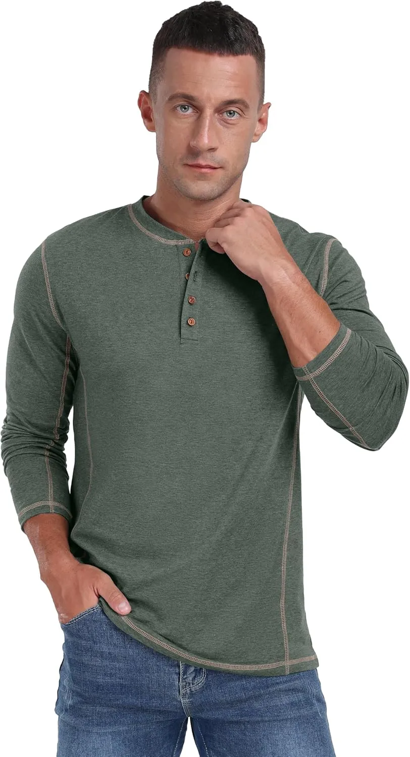 Sailwind Men's Henley Shirts Long Sleeve Casual Classic Tee Cotton Button Henley Maverick T-Shirts