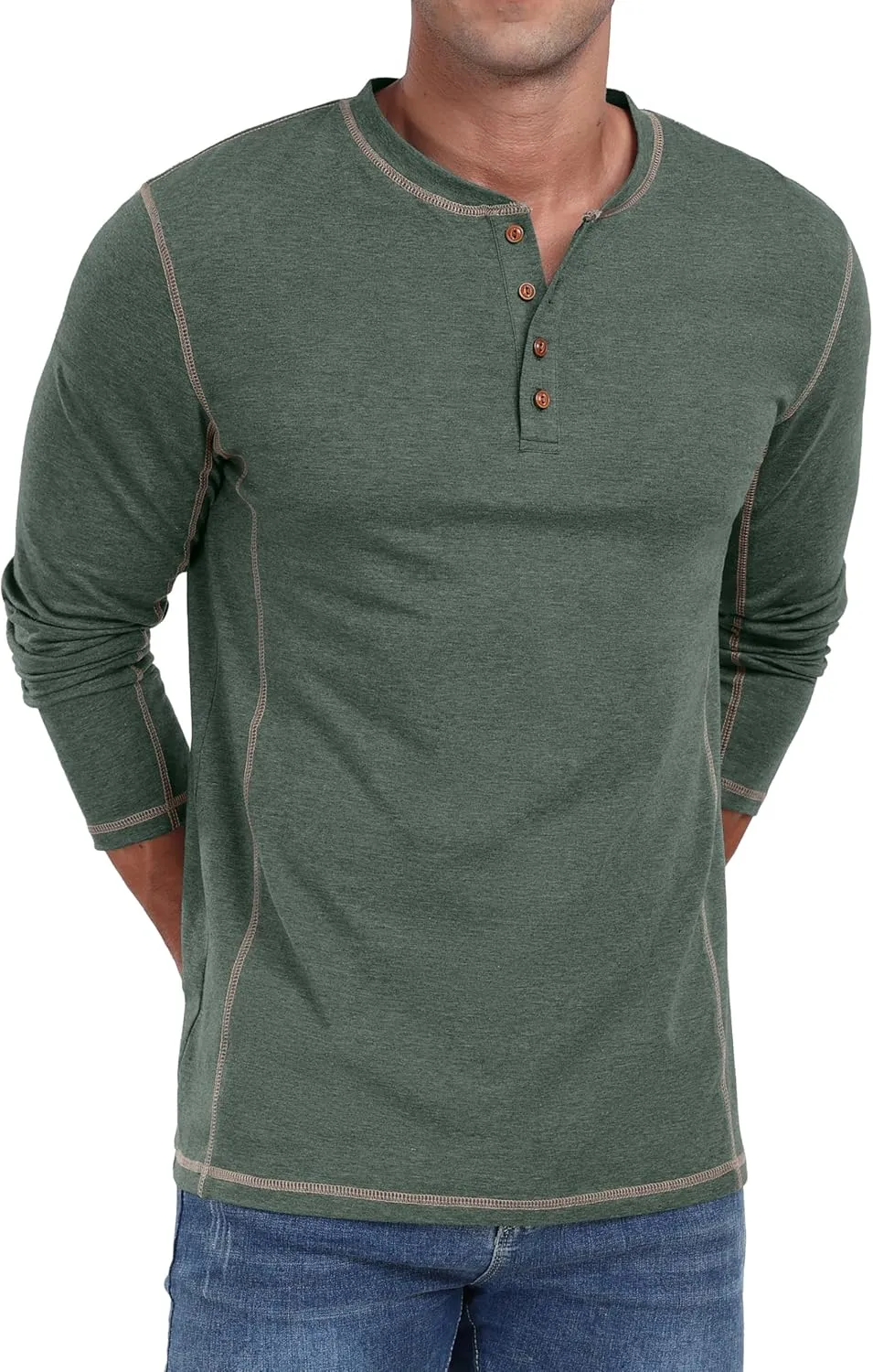 Sailwind Men's Henley Shirts Long Sleeve Casual Classic Tee Cotton Button Henley Maverick T-Shirts